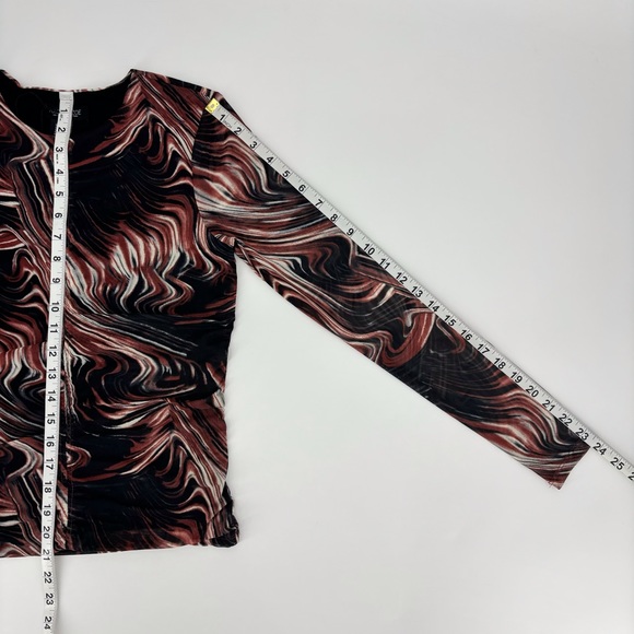 Rachel Zoe NWT Brown, White, and Black Swirl Pattern Long Sleeve Top, Small - Picture 15 of 16